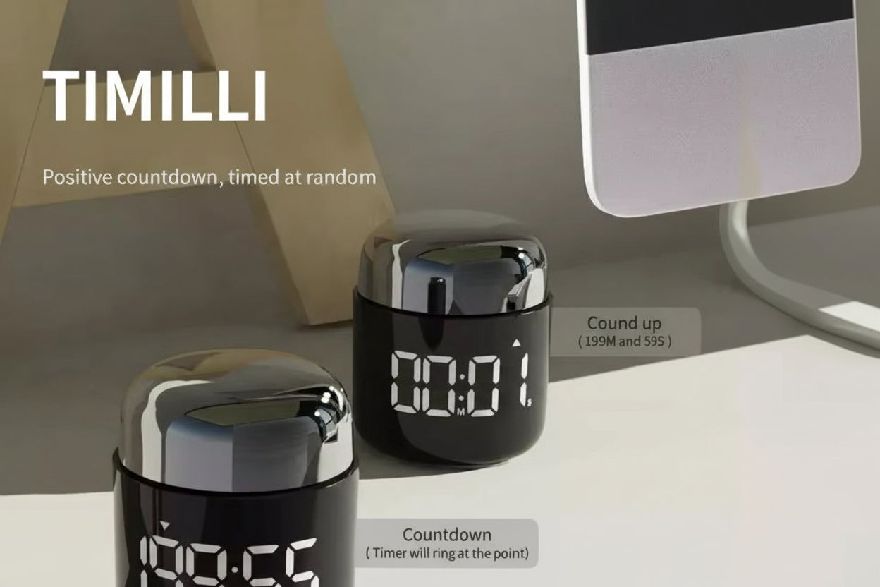 LED Full Screen Rotating Timer with anti Slip Pad Desktop Kitchen Reminder Cooking Fitness Learning Countdown Timer