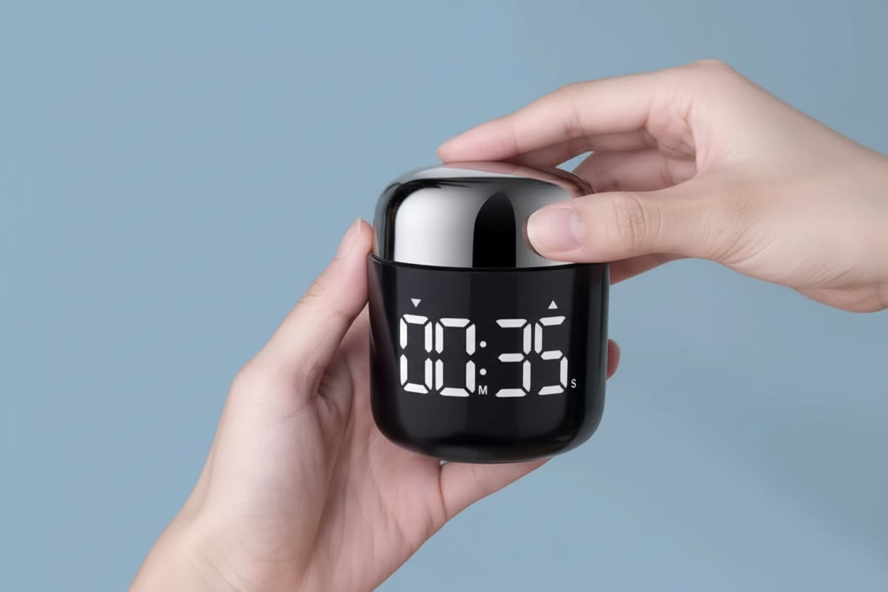 LED Full Screen Rotating Timer with anti Slip Pad Desktop Kitchen Reminder Cooking Fitness Learning Countdown Timer