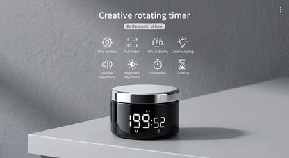 LED Full Screen Rotating Timer with anti Slip Pad Desktop Kitchen Reminder Cooking Fitness Learning Countdown Timer